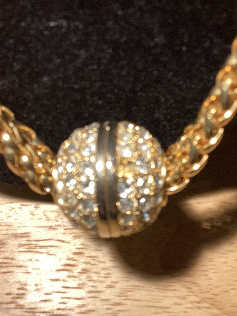 Elegant Double Strand FauxNecklace with Crystal Sphere 14” down - Picture 3 of 12